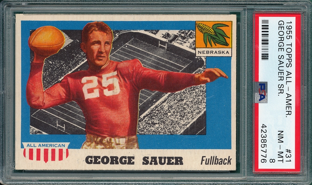 1955 Topps All American #31 George Sauer Sr. PSA 8