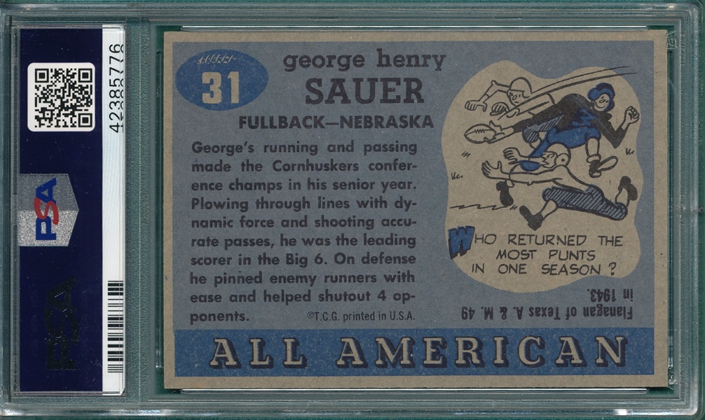 1955 Topps All American #31 George Sauer Sr. PSA 8