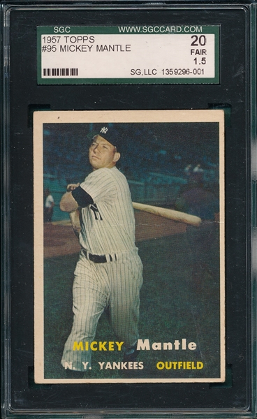 1957 Topps #95 Mickey Mantle SGC 20 *Presents Better*