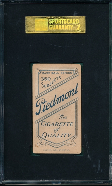 1909-1911 T206 Bridwell, Portrait, No Cap, Piedmont Cigarettes, SGC 50