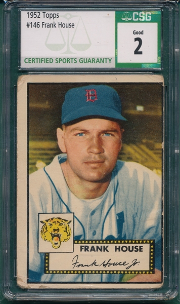 1952 Topps #146 Frank House CSG 2 *Yellow Tiger*