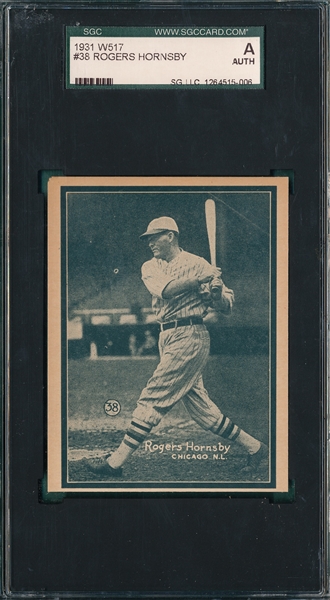 1931 W517 #38 Rogers Hornsby SGC Authentic