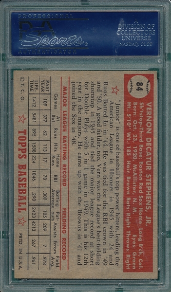 1952 Topps #84 Vern Stephens PSA 8 (OC)