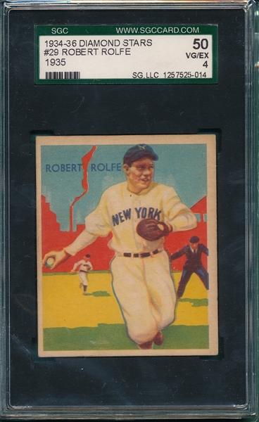 1934-36 Diamond Stars #29 Robert Rolfe SGC 50