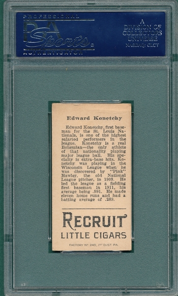 1912 T207 Konetchy Recruit Little Cigars PSA 3