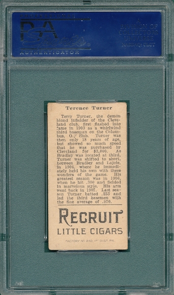 1912 T207 Turner Recruit Little Cigars PSA 4