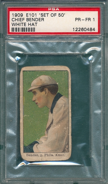 1909 E101 Bender, White Hat, PSA 1