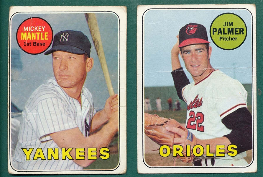 1969 Topps #573 Palmer & #500 Mantle, Lot of (2)