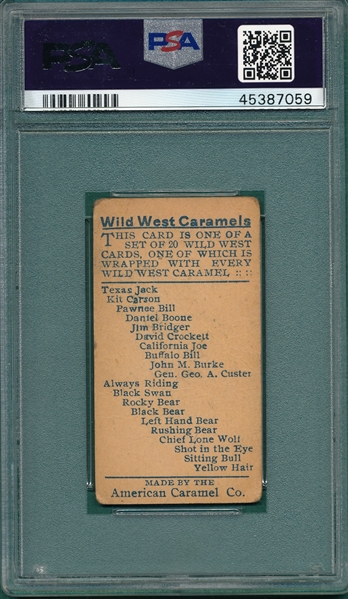 1910 E49 Custer & Sittin Bull American Caramel Co., Lot of (2) PSA 