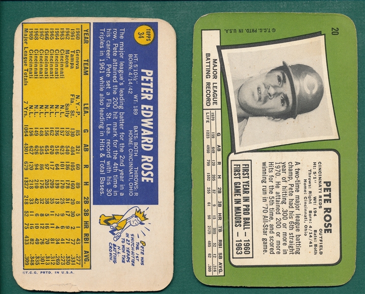 1970/71 Topps Super Pete Rose, Lot of (2)