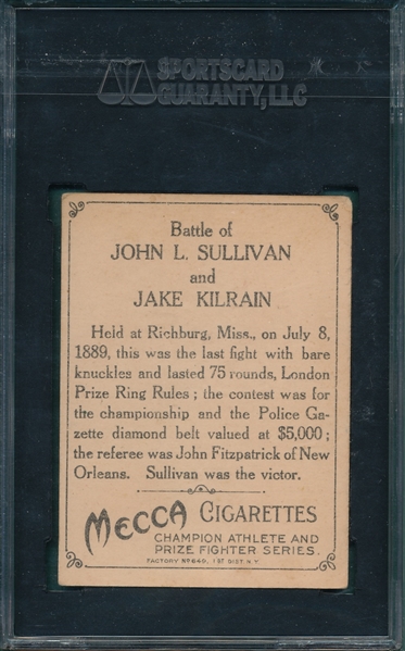 1910 T220 Sullivan/Kilrain Mecca Cigarettes SGC 50