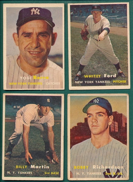 1957 Topps Lot of (4) Yankees W/ Berra