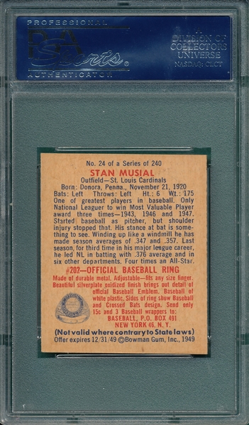 1949 Bowman #24 Stan Musial PSA 6
