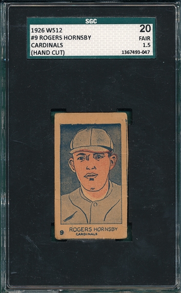 1926 W512 #9 Rogers Hornsby SGC 20