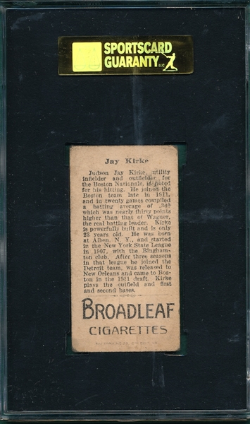 1912 T207 Kirke Broadleaf Cigarettes SGC 40