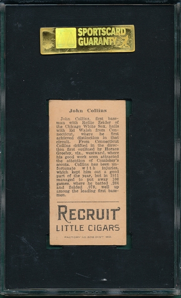 1912 T207 Collins, John, Recruit Little Cigars SGC 40