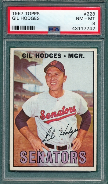 1967 Topps #228 Gil Hodges PSA 8