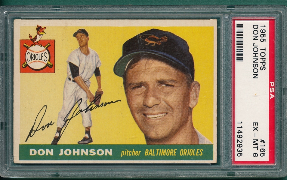 1955 Topps #165 Don Johnson PSA 6 *Hi #*