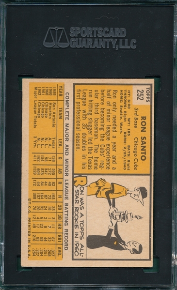 1963 Topps #252 Ron Santo SGC Authentic *Signed*