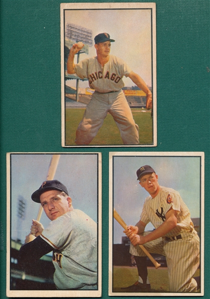 1953 Bowman #18 Fox, #63 McDougald, & #80 Kiner, Lot of (3)