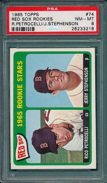 1965 Topps #74 Red Sox Rookies W/ Petrocelli PSA 8 