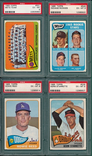 1965 Topps Lot of (5) W/ #551 Mets Team PSA
