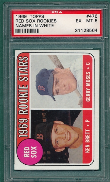 1969 Topps #476 Red Sox Rookies PSA 6 *White Letters*
