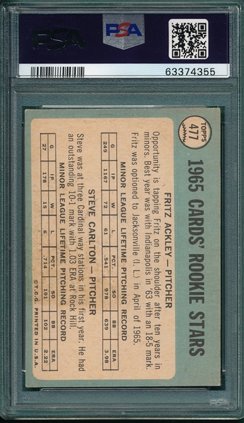 1965 Topps #477 Steve Carlton PSA 4 *Rookie*