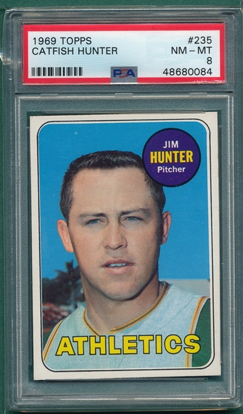 1969 Topps #235 Jim Hunter PSA 8