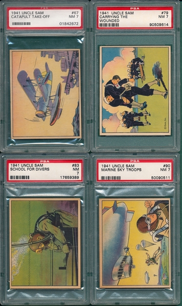 1941 Uncle Sam Lot of (4) W/ #67 Catapult Take-Off PSA 7
