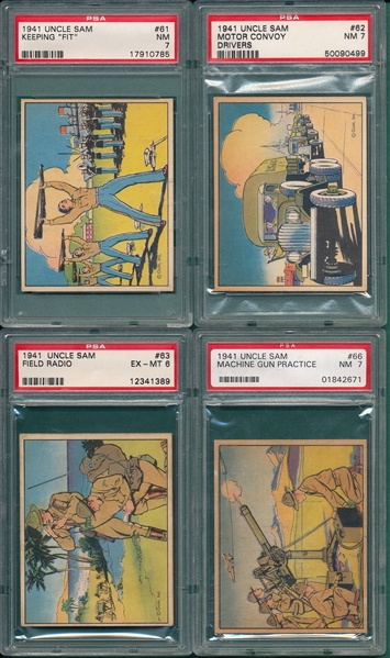 1941 Uncle Sam Lot of (4) W/ #61 Keeping Fit PSA 7