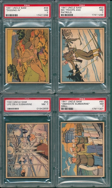 1941 Uncle Sam Lot of (4) W/ #49 Digging In PSA 7