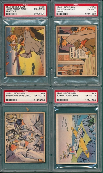 1941 Uncle Sam Lot of (4) W/ #43 Formation Flying PSA 6