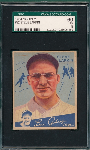 1934 Goudey #92 Steve Larkin SGC 60 *Hi #*