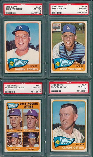 1965 Topps Lot of (4) W/ #570 Osteen, SP, PSA 8 