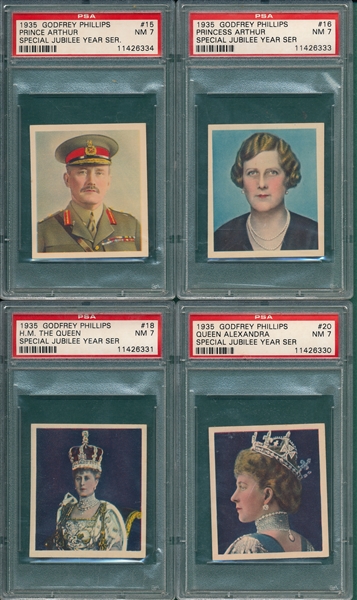 1935 Godfrey Phillips, Jubilee Year, Lot of (10) W/ Princess Margaret Rose PSA 7