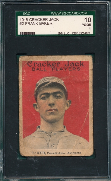 1915 Cracker Jack #2 Frank Baker SGC 10