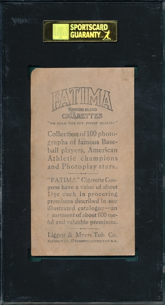 1914 T222 Rube Oldring Fatima Cigarettes SGC 40