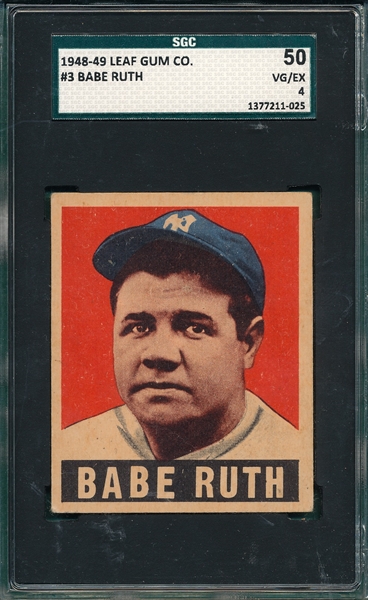 1948 Leaf #3 Babe Ruth SGC 50 