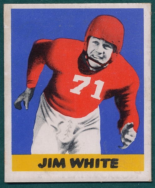 1948 Leaf Football #5 Jackson, Back/ White, Front,  *Variation*
