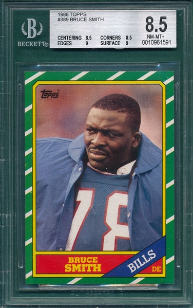 1986 Topps FB #389 Bruce Smith BVG 8.5 *Rookie*