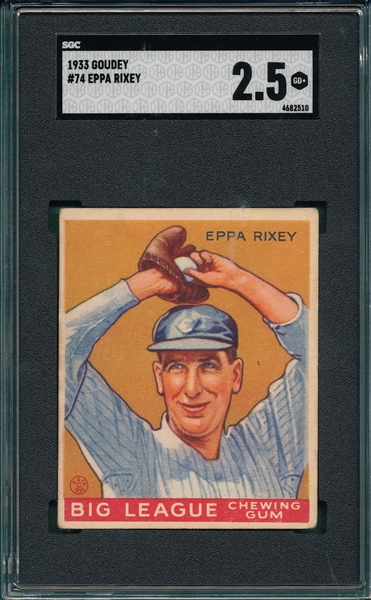 1933 Goudey #74 Eppa Rixey SGC 2.5