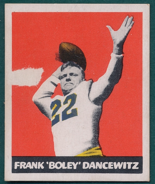 1948 Leaf Football #21 Paul Christman, Orange & Yellow Background, & #38 Dancewicz, Lot of (3), *Variations*