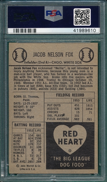 1954 Red Heart Nelson Fox PSA 5