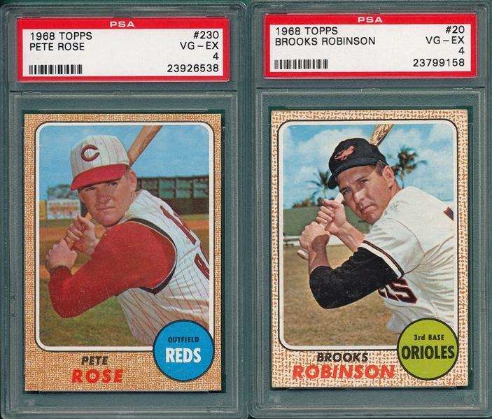 1968 Topps #230 Rose & #20 Brooks Robinson, Lot of (2) PSA 4