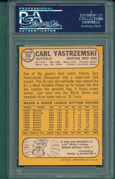 1968 Topps #250 Carl Yastrzemski PSA 7