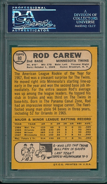1968 Topps #80 Rod Carew PSA 7
