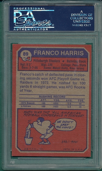 1973 Topps Football #89 Franco Harris PSA 7 *Rookie*