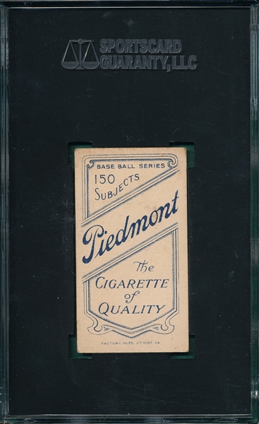 1909-1911 T206 Keeler, Portrait, Piedmont Cigarettes SGC 40