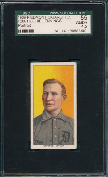 1909-1911 T206 Jennings, Portrait, Piedmont Cigarettes SGC 55